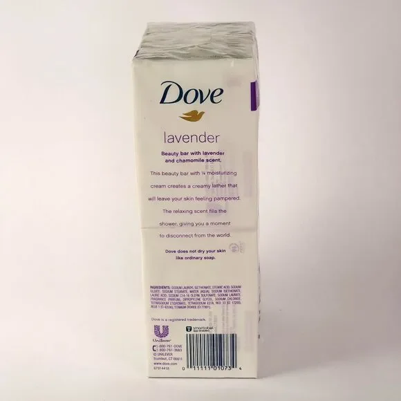 6 Bars Dove Relaxing Lavender Beauty‎ Bar with Lavender Chamomile Scent 3.75oz - Picture 4 of 4